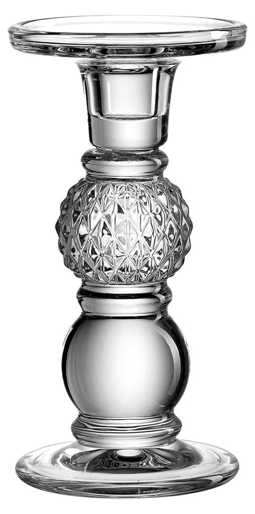 Leonardo Poesia, Leuchter aus transparentem Glas, eleganter Kerzenständer mit strukturiertem Nachbildung im romantischen Stil, Höhe: 18 cm