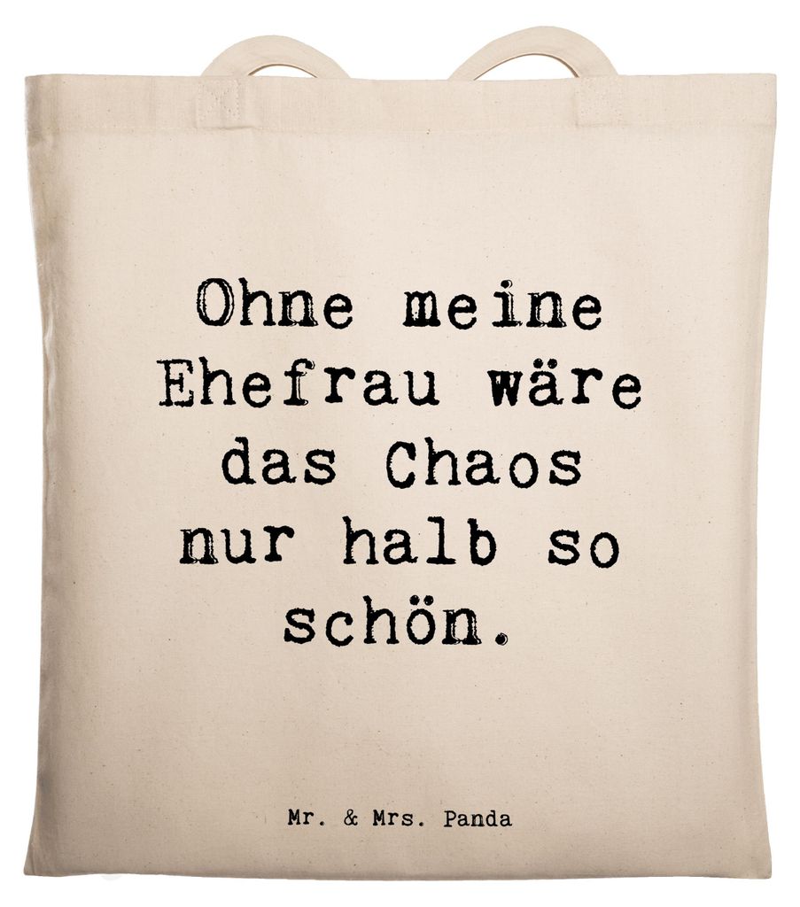 Mr. & Mrs. Panda Jutetasche Spruch Ehefrau Chaos - Transparent - Geschenk, Schultasche, Stoffbeutel, Geburtstage, Tasche, Familienmitglieder, einzi...
