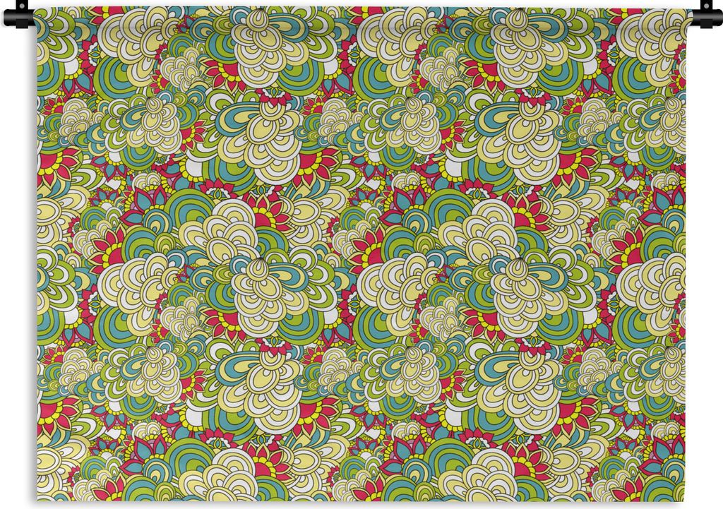 MuchoWow Wandteppich Wandbehang Muster - Blumen - Frühling 150x112.50 cm Tapisserie Dekoration Wandtuch - Wanddecke - Wandteppiche
