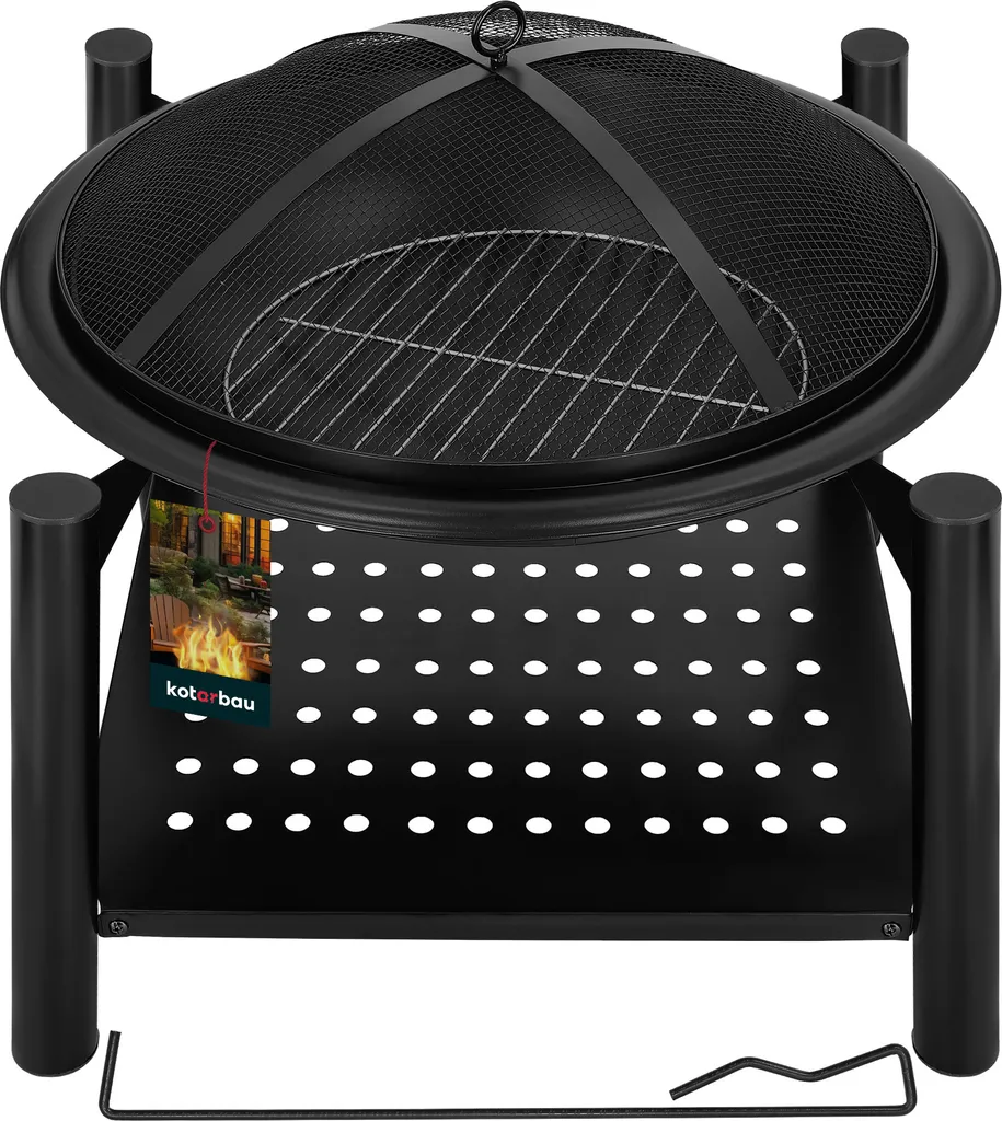 Brasero Anti-Étincelles 58 cm en Acier pour un Feu de Jardin Sécurisé