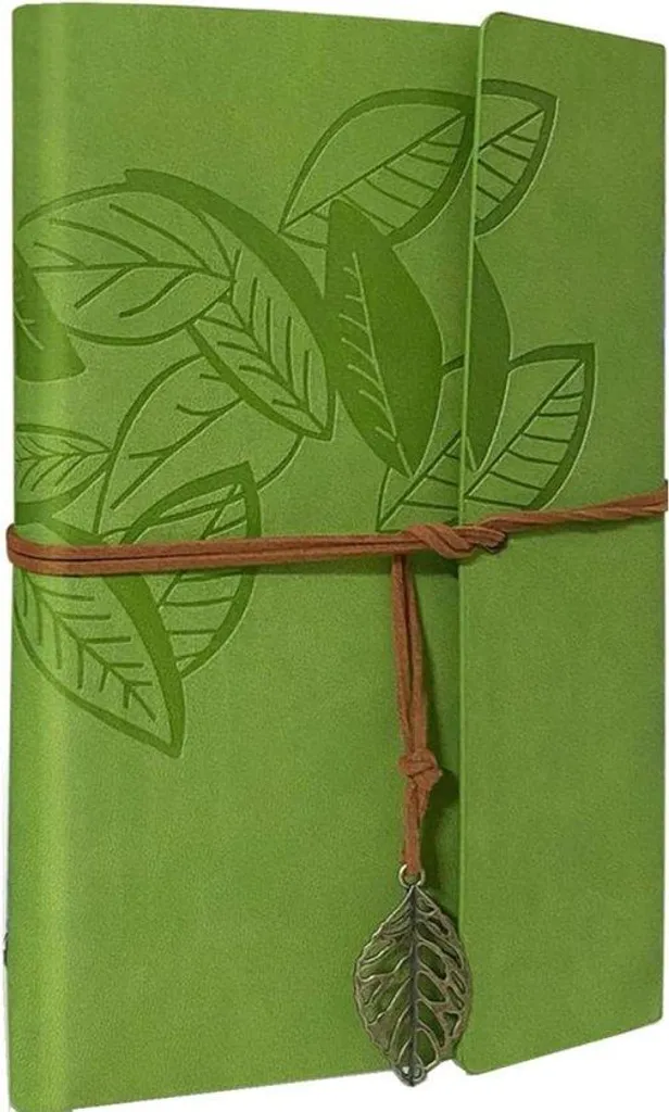 Carnet de voyage A5 vert et jaune en cuir PU avec pages vierges