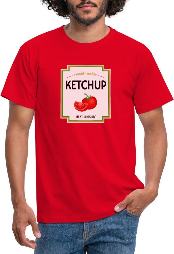 Spreadshirt Ketchup Partner Kostüm Fasching Karneval Männer T-Shirt, S, Rot