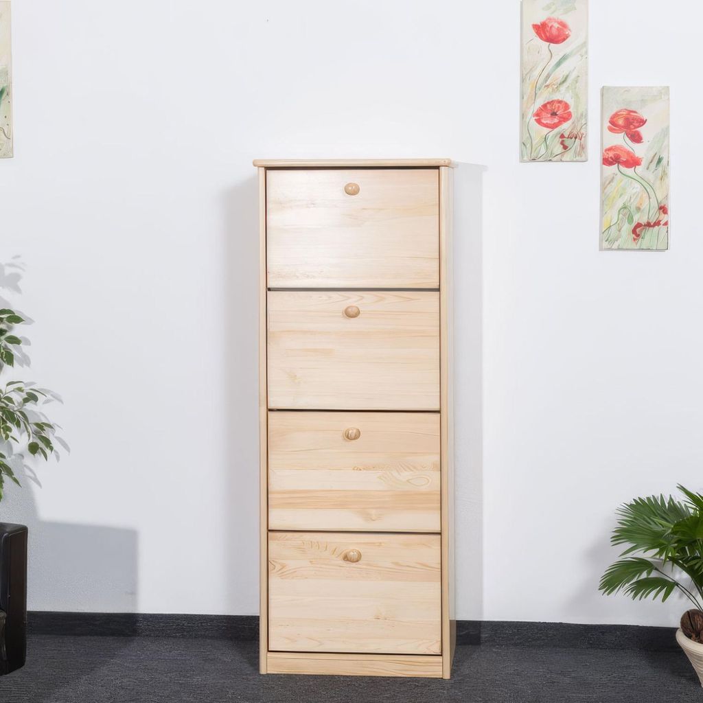 Schuhschrank 002 Kiefer massiv Vollholz natur - Abmessung 150 x 58 x 29 cm (H x B x T)