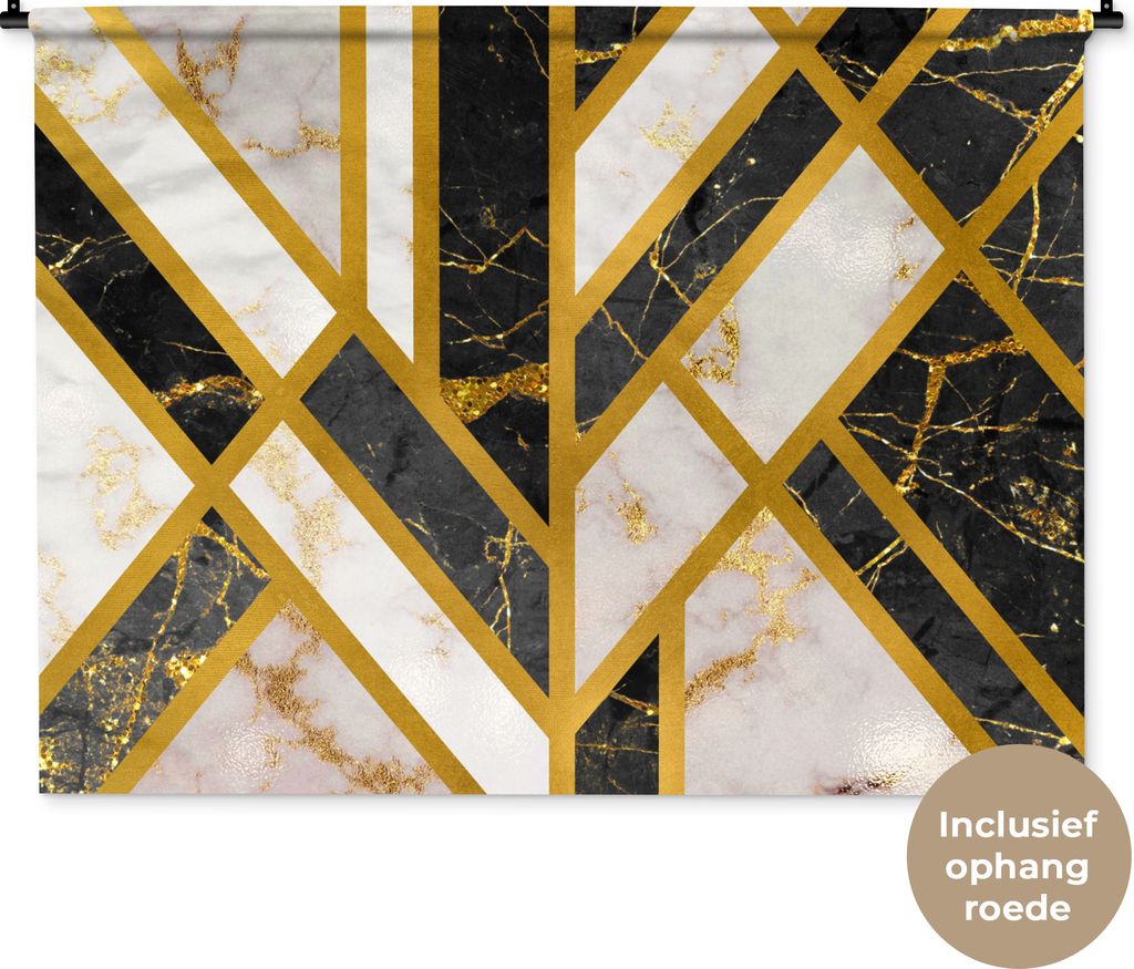 MuchoWow Wandteppich Wandbehang Marmor - Gold - Luxus 150x112 cm Tapisserie Dekoration Wandtuch - Wanddecke - Wandteppiche