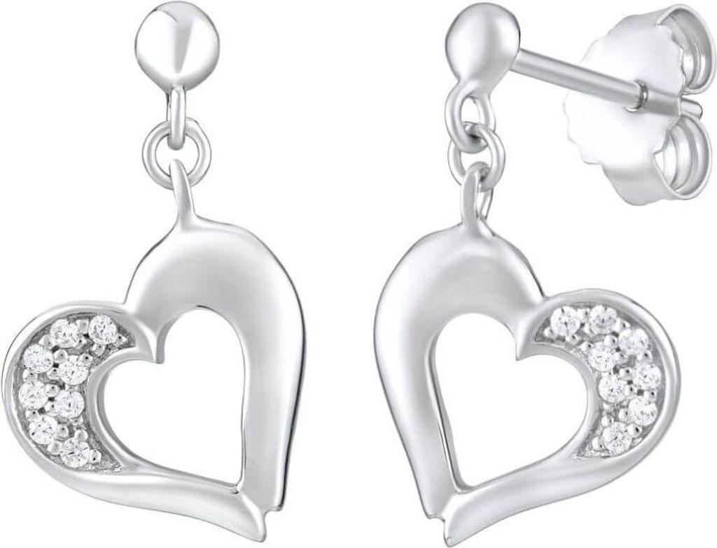 Silver heart earrings with zircons FW8680