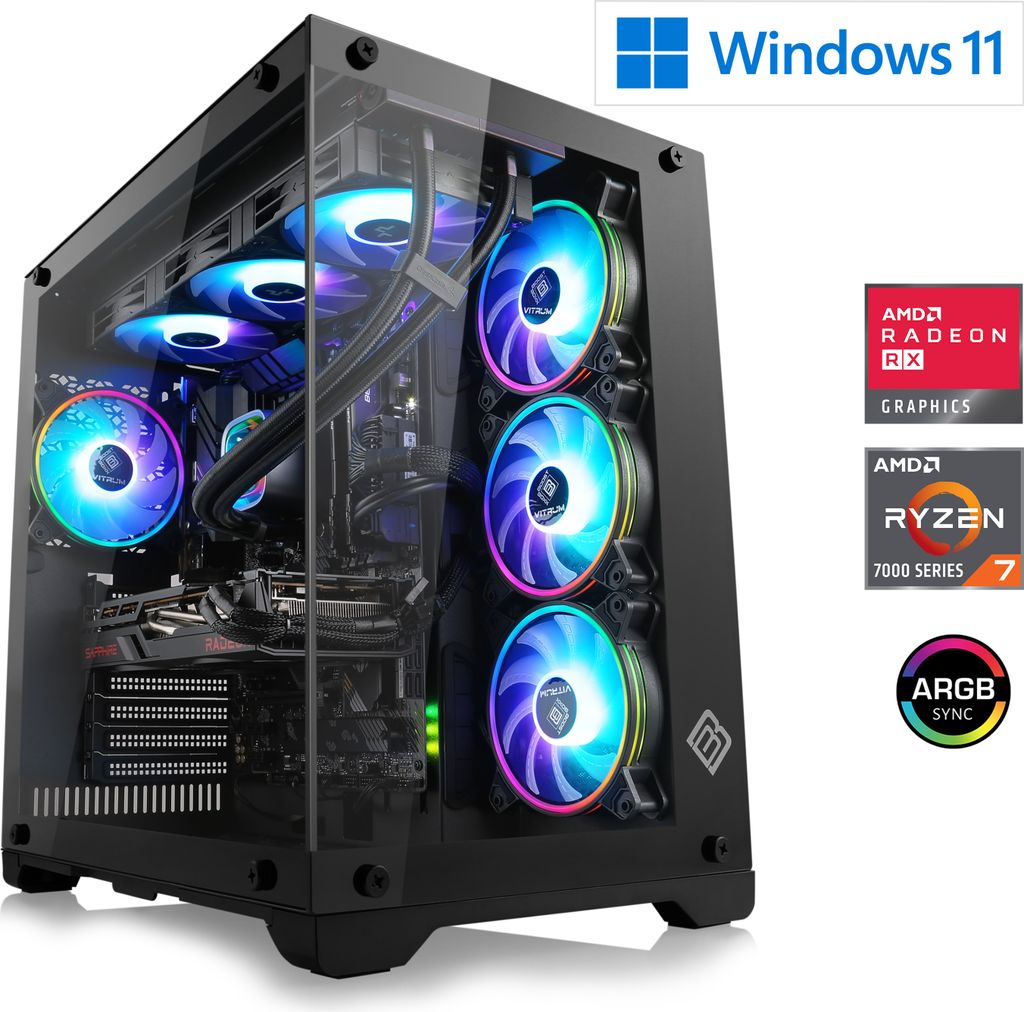 Gaming PC, AMD Ryzen 7 7800X3D, 4200 MHz, Radeon RX 9070 XT, 32 GB DDR5, 2000 GB, Windows 11 Home, USB 3.2 | M12230H