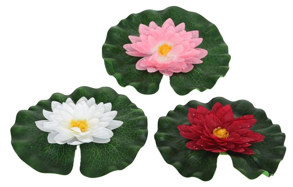 Kunstblumen Lotus 20cm mit Wassertropfen 1 Stück sortiert Produktbild 
