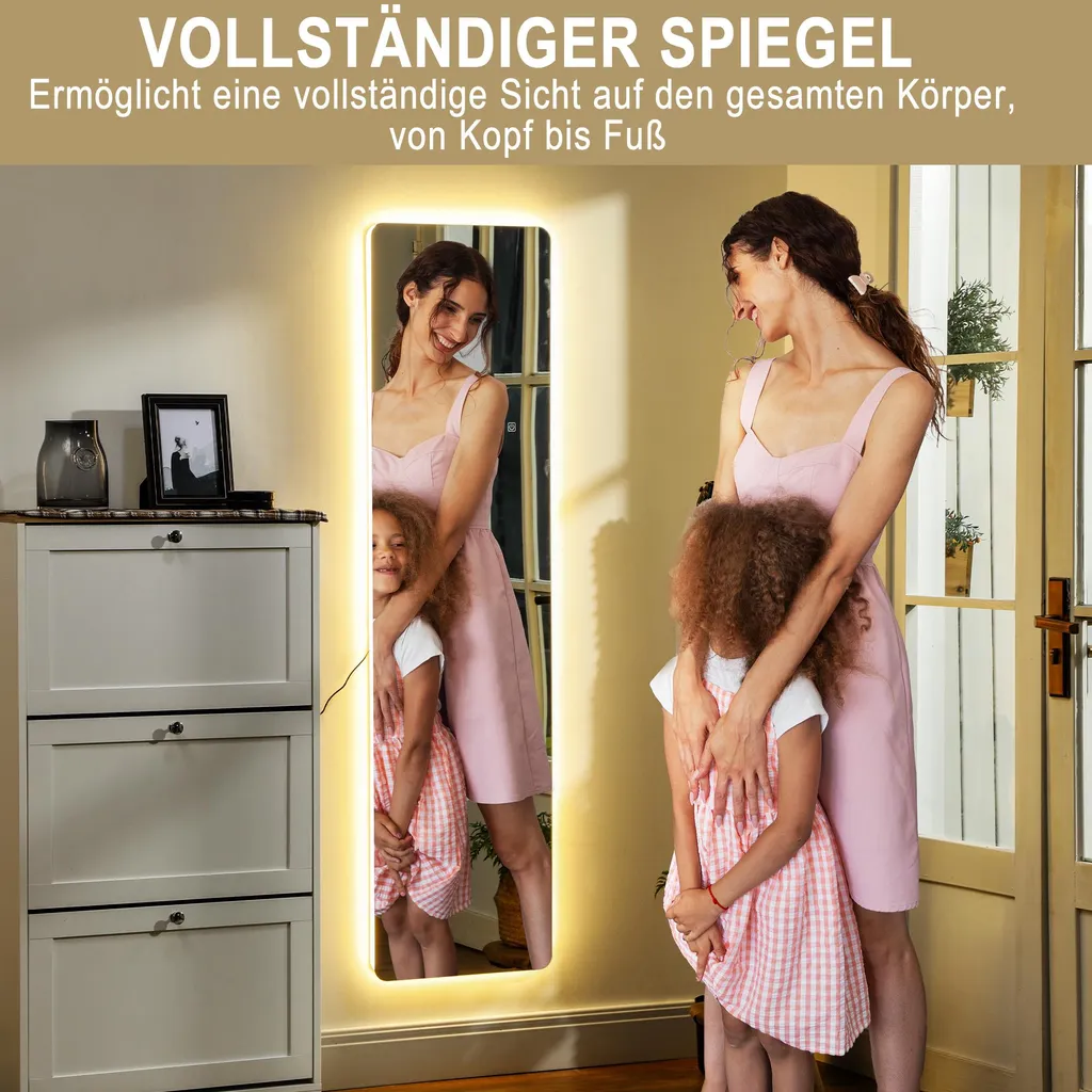 Miroir en pied HOMCOM 150 x 40 cm avec éclairage LED blanc intégré - 4