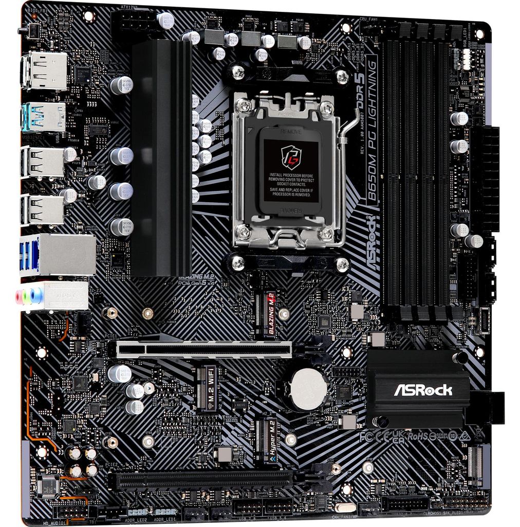 ASRock B650M PG Lightning - Motherboard - micro ATX - Socket AM5 - AMD B650 Chipsatz - USB-C 3.2 Gen2, USB 3.2 Gen 2, USB 3.2 Gen 1, USB-C 3.2 Gen ...