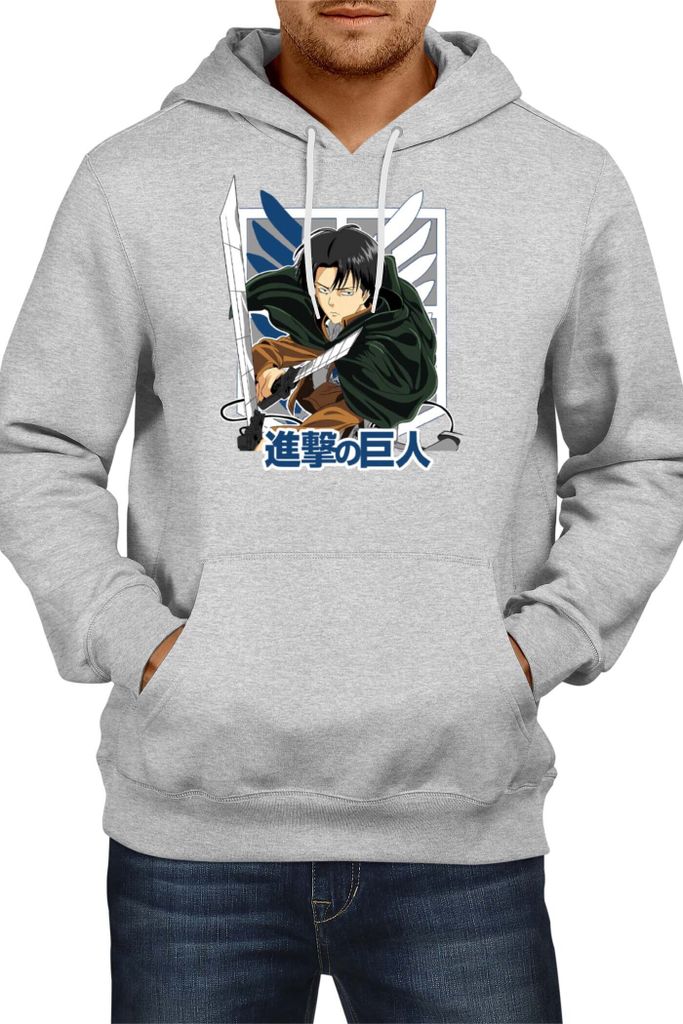 Herren Kapuzenpullover Japan Animation Manga Anime Comics Attack Anime On Titan Levi Ackerman 01 Levi Titan Attack, Man S / Grau