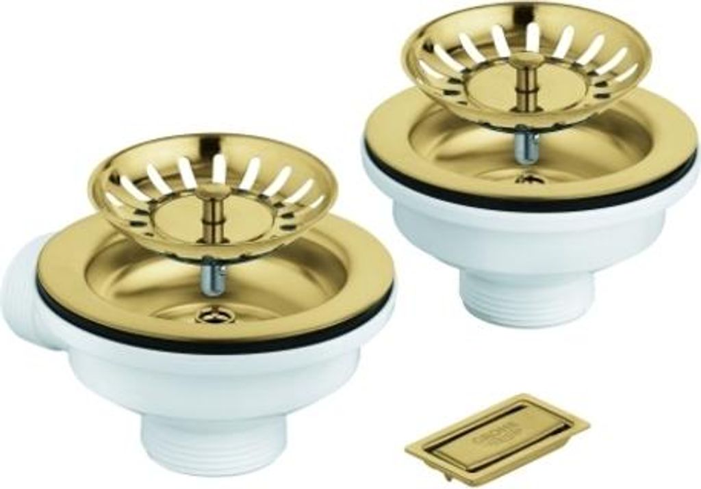 GROHE Ablaufgarnitur, ohne Exzenter, für Küchenspülen mit 1 Becken, mit Abdeckelement, 40997GN0