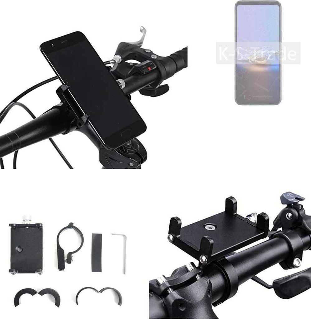 K-S-Trade Handyhalterung für das Fahrrad kompatibel mit Asus ROG Phone 6D Ultimate Halter Lenkstange Fahrradhalterung Motorrad Bike Mount Befestigung