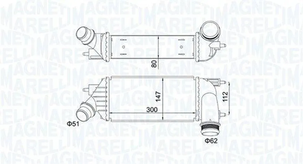 Intercooler 351319204140 MAGNETI MARELLI en aluminium haute qualité