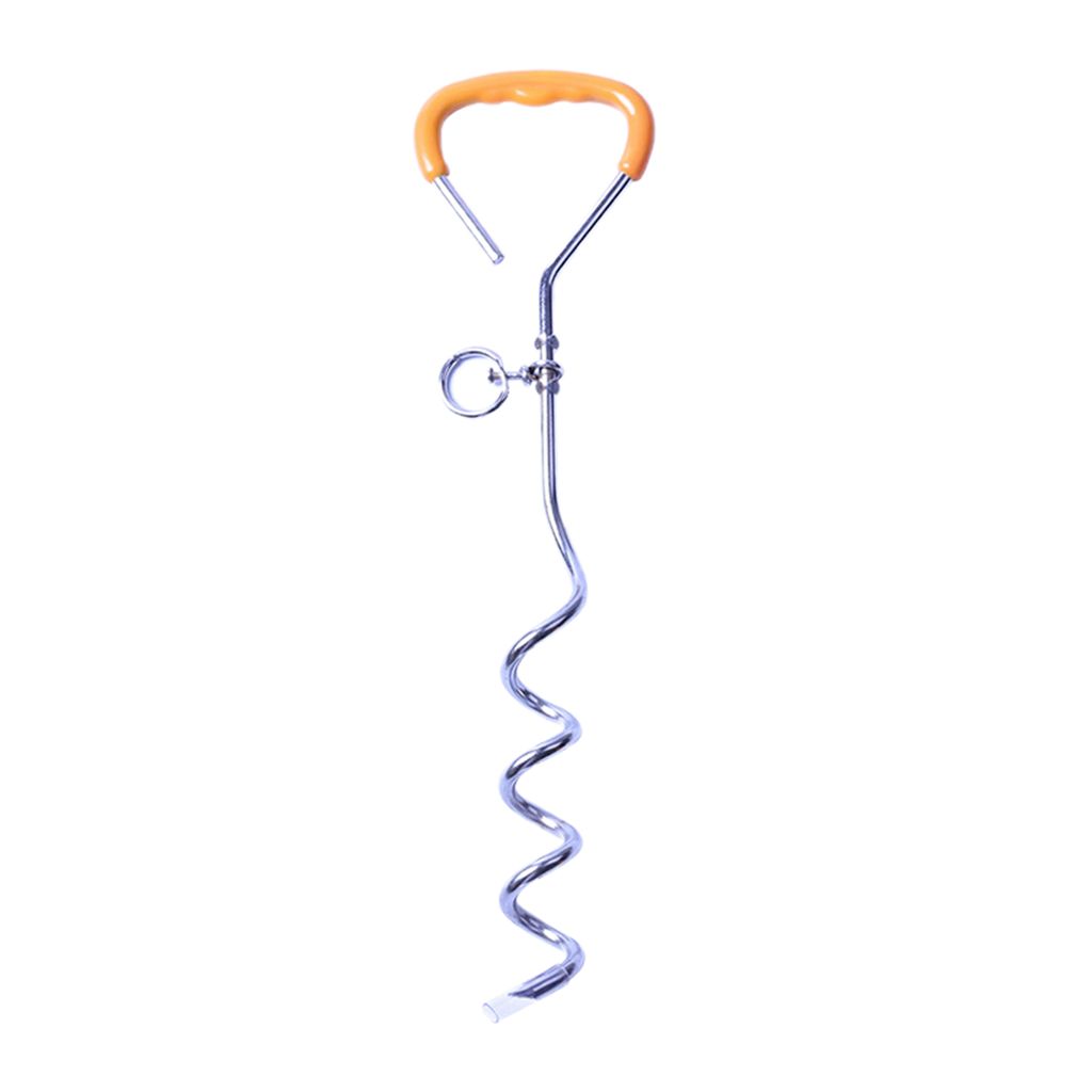 Hundepflock, 360 Grad drehbarer Ring, ergonomischer Griff, robuster Anbindepflock für Hunde, Befestigung am Anbindekabel, rostfrei, Spiralpflock f...
