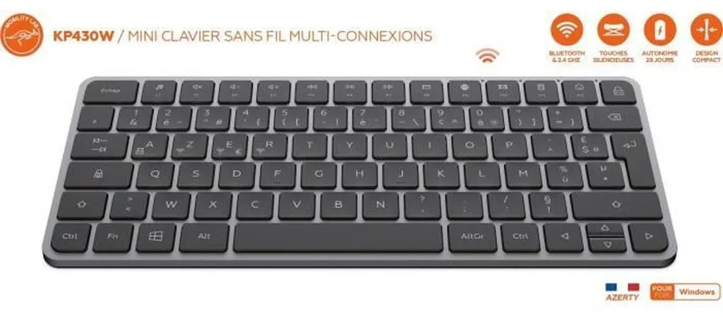 Clavier d'ordinateur compact Mobility Lab KP430W Gris pour PC et Mac