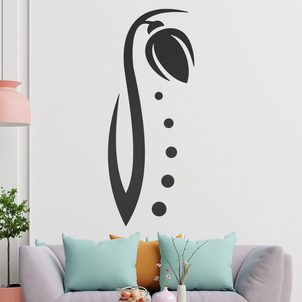 Blume - Linien Punkte Wandtattoo in 6 Größen - Wandaufkleber Wall Sticker - Dekoration, Küche, Wohnzimmer, Schlafzimmer, Badezimmer