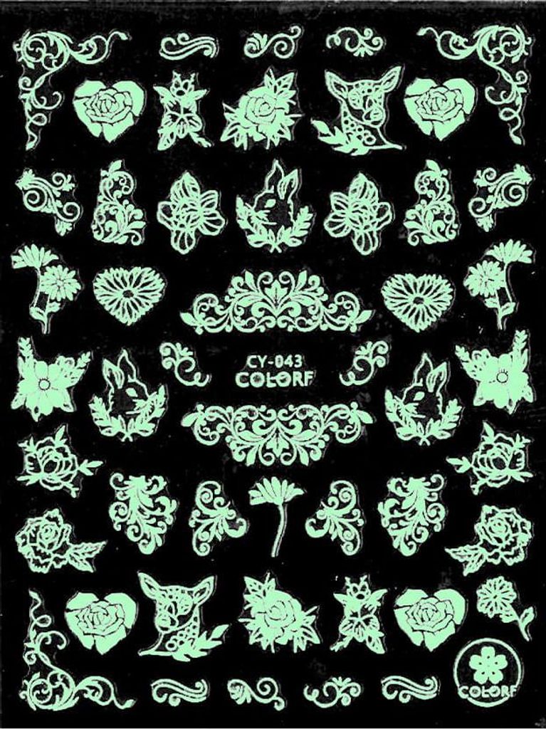 Nagelsticker dünn selbstklebend UV leuchtend Bunt CY-043