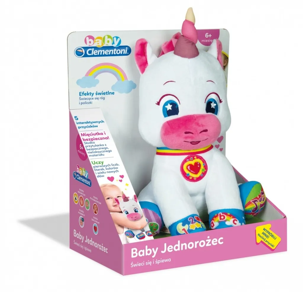 Peluche interactive Licorne lumineuse et musicale Clementoni 50544