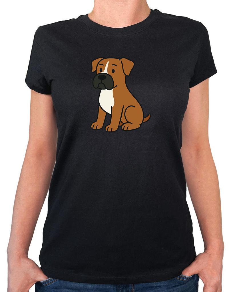 Huuraa Damen T-Shirt Boxer Boxi Comic XL Black Bio Baumwolle Fairtrade Damenshirt Geschenkidee
