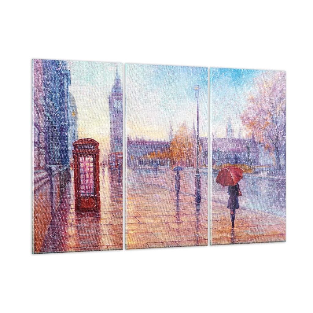 Bilder auf glas - 3 Teile - Groß Ben Regenschirm - 165x110cm - Glasbilder - Wandbilder - Bilder - zum Aufhängen bereit - Wanddekoration aus Glas ...