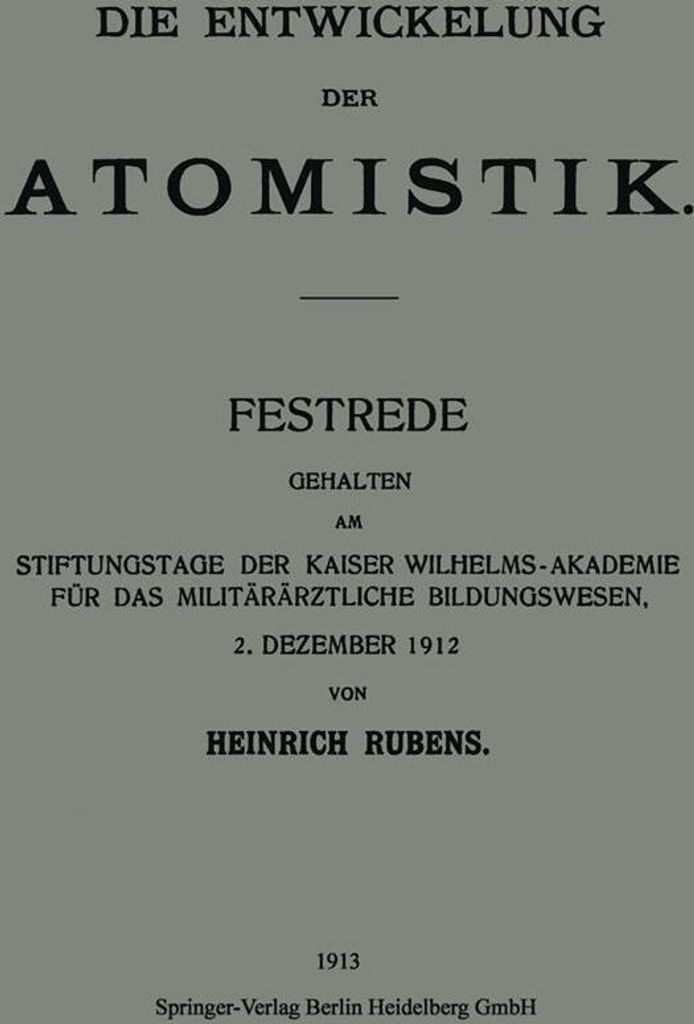 Die Entwickelung der Atomistik