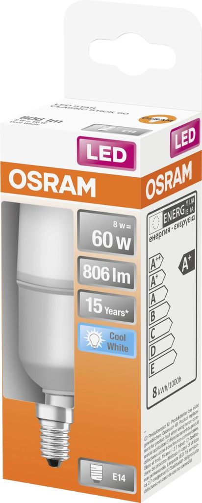Osram STAR Ampoule LED Blanc froid 4000 K 8 W E14 F Image du produit 