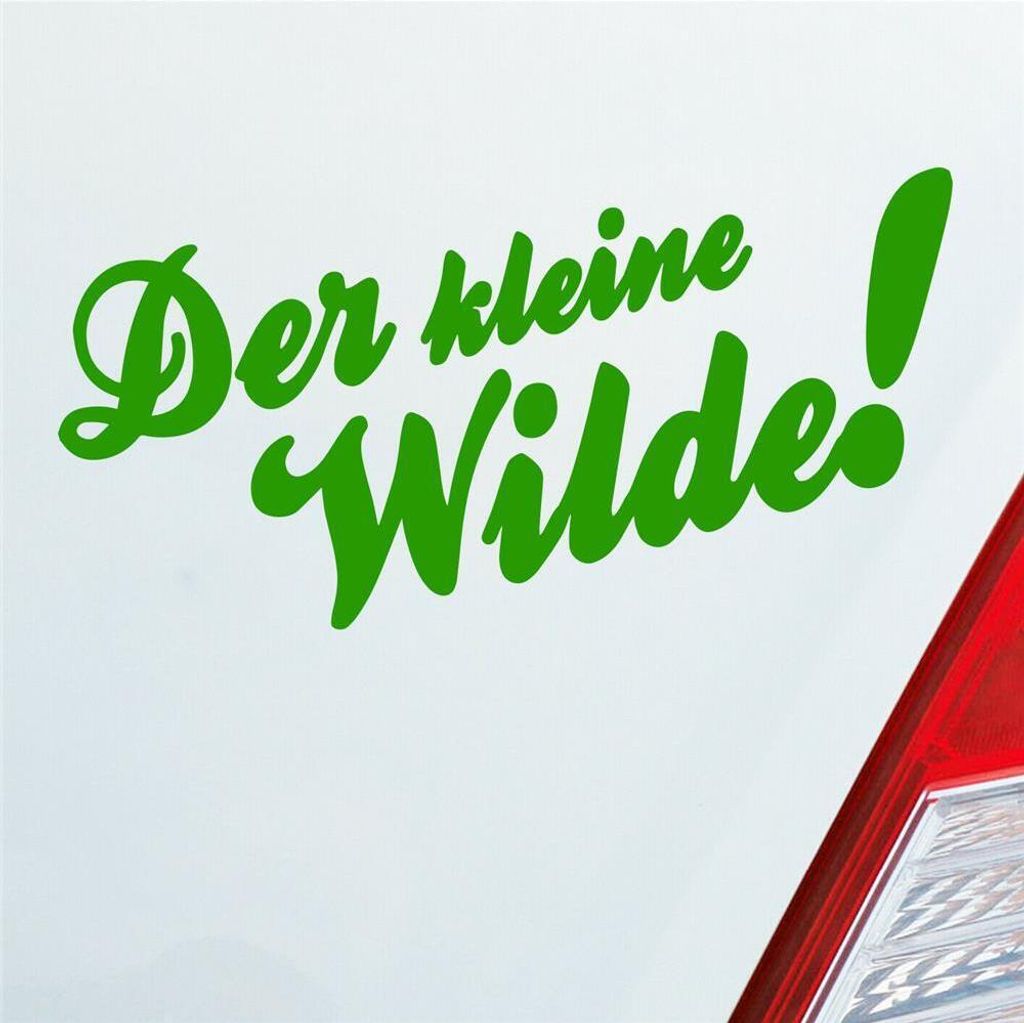 Auto Aufkleber Der kleine Wilde! Car Tuning Motorrad 18x8 cm Hellgrün Sticker Heckscheibenaufkleber