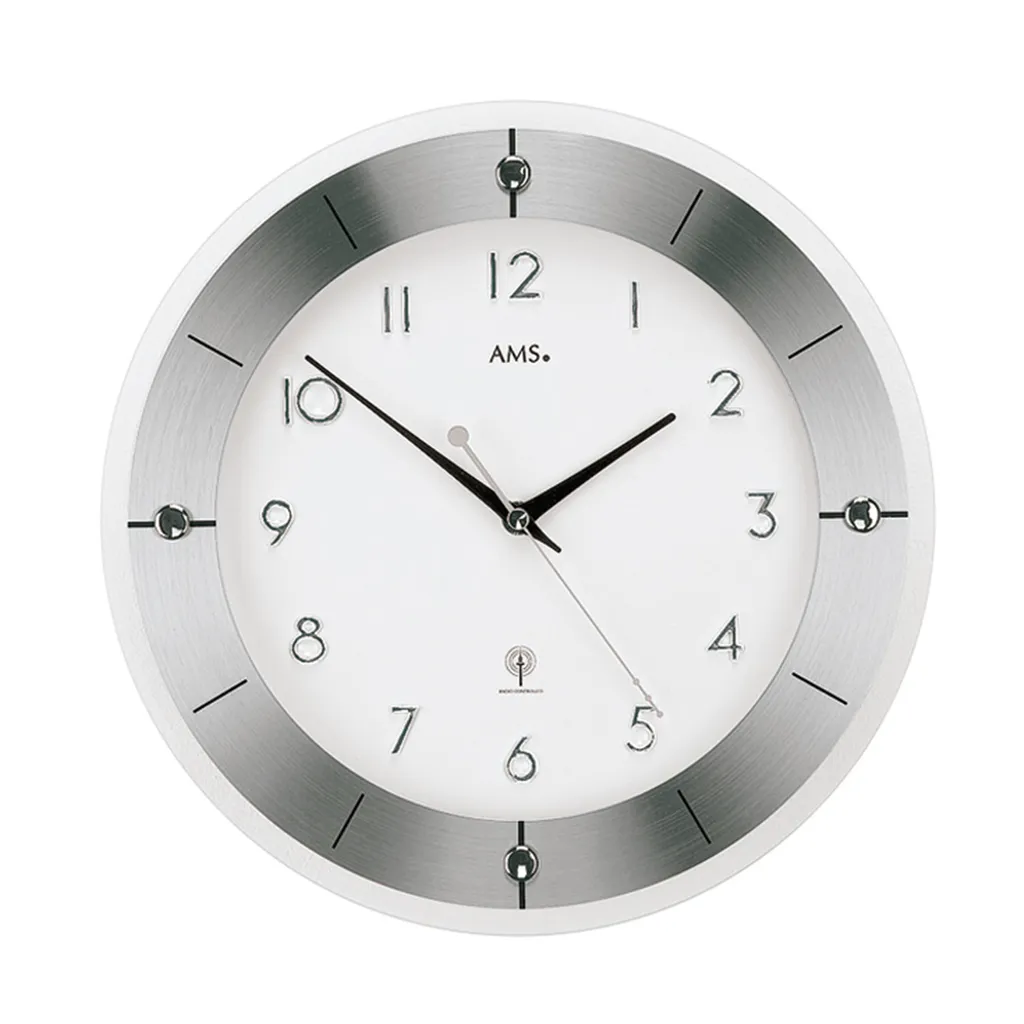 Horloge murale pour bureau et salon AMS 5848 radio-pilotée D31 cm