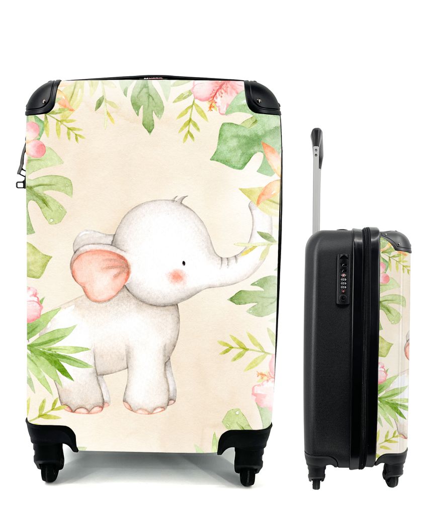 Koffer Handgepäck Trolley Kindertrolley Reisekoffer Kinderkoffer Kindermotiv Dschungel Elefant 35x55x20 cm