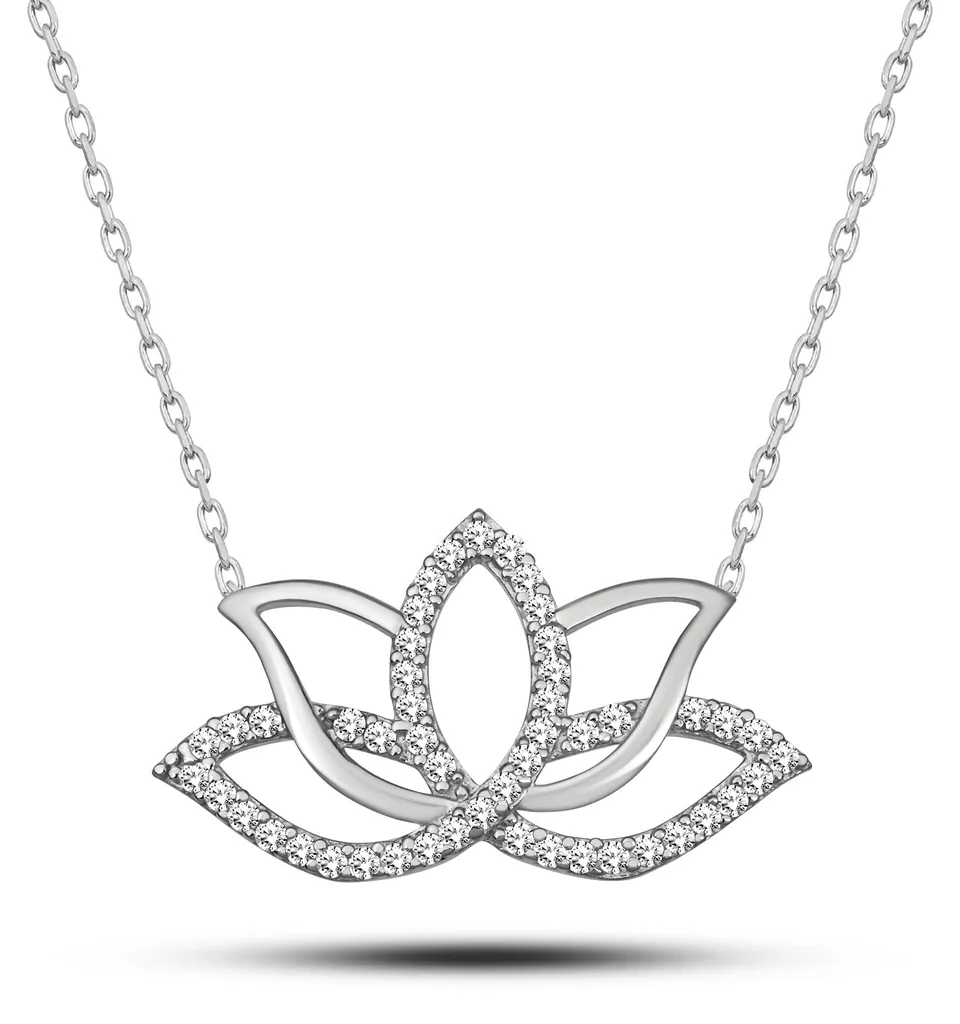 Pendentif Lotus en Argent avec Chaîne Ajustable 45cm pour Femme Chic