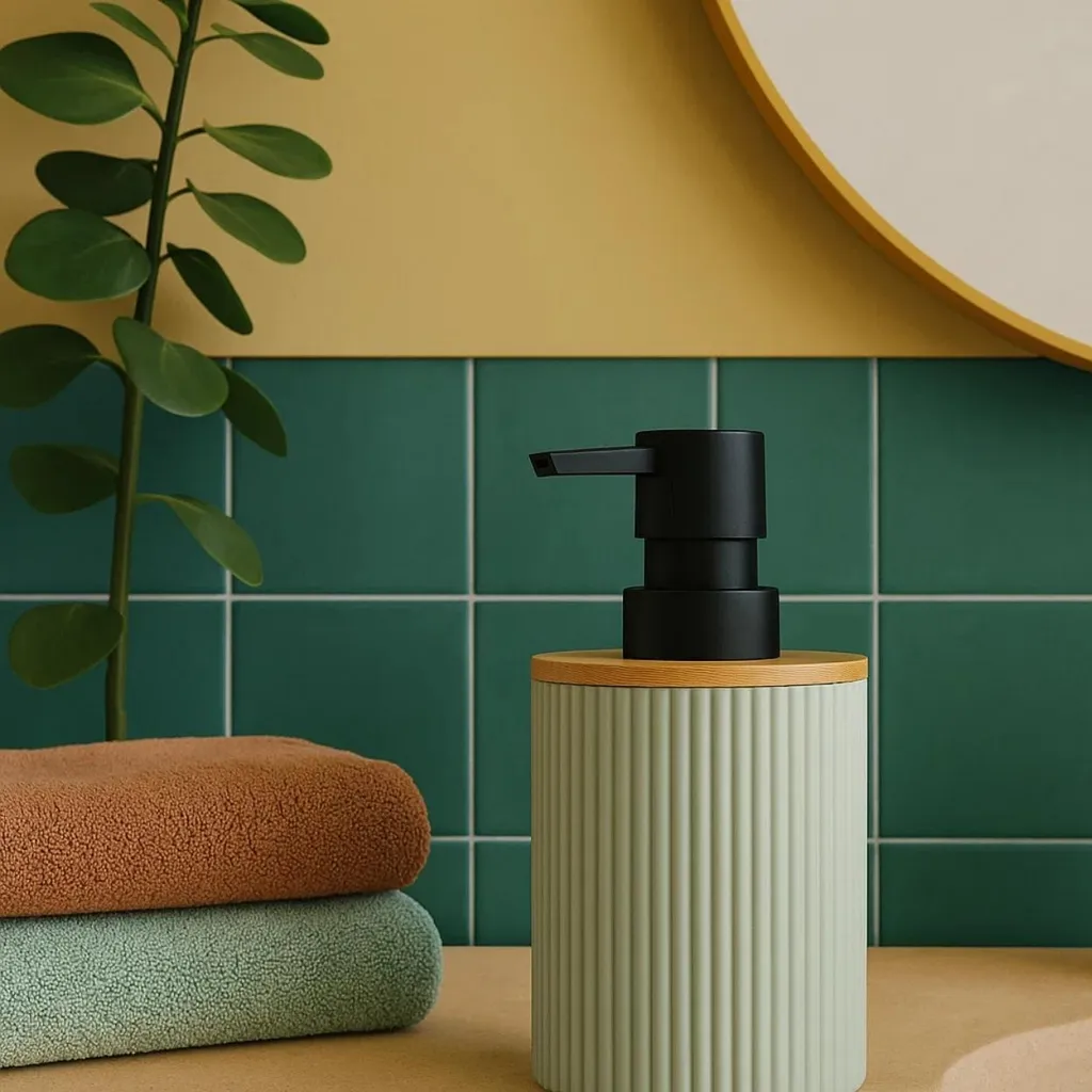 Berilo Dispenser Sapone Menta a Strisce 16,5 cm - Eleganza per il Bagno - 2
