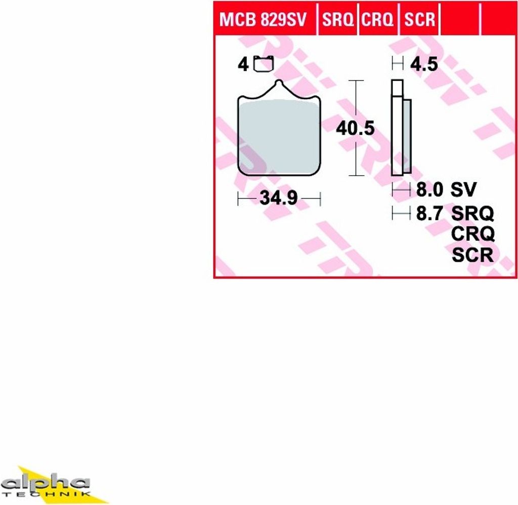 TRW Bremsbelagsatz MCB829SV S1000RR 2R10