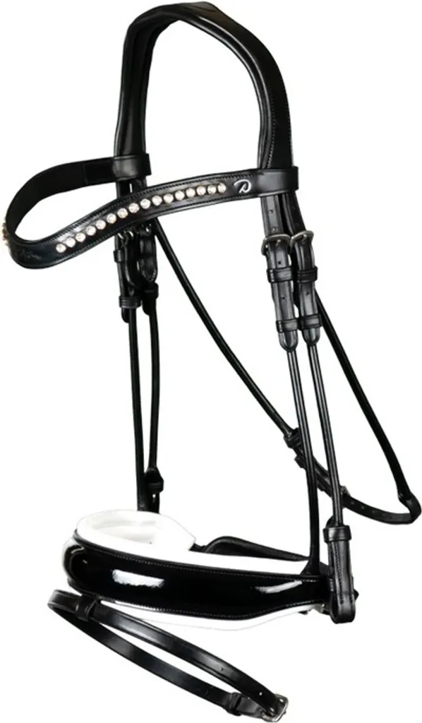 Filet Équitation Dyon Grande Muserolle Combinée et Détails Blanc Laqué
