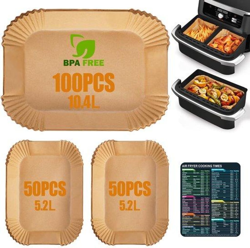 Bakpapier für Luftfritteuse, 200 Stück, hohl, für 5,2-10,4 L Luftfritteuse, houtfarben
