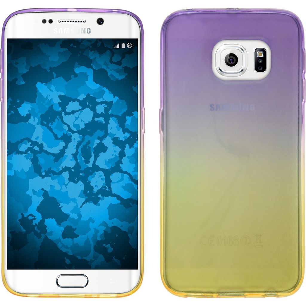 PhoneNatic Case kompatibel mit Samsung Galaxy S6 Edge - Design:05 Silikon Hülle Ombrè + flexible Folie
