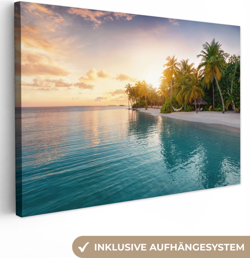 OneMillionCanvasses - Leinwandbilder - 140x90 cm, Strand - Meer - Insel - Tropisch, Wandbilder Kunstdruck Wanddekoration