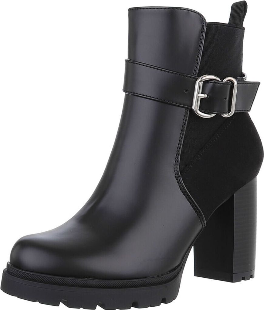 Ital-Design Damen Stiefeletten Leicht gefüttert Wildlederoptik, Textiloptik, Lederoptik High-Heel Stiefeletten 88489428 Schwarz Gr. 37