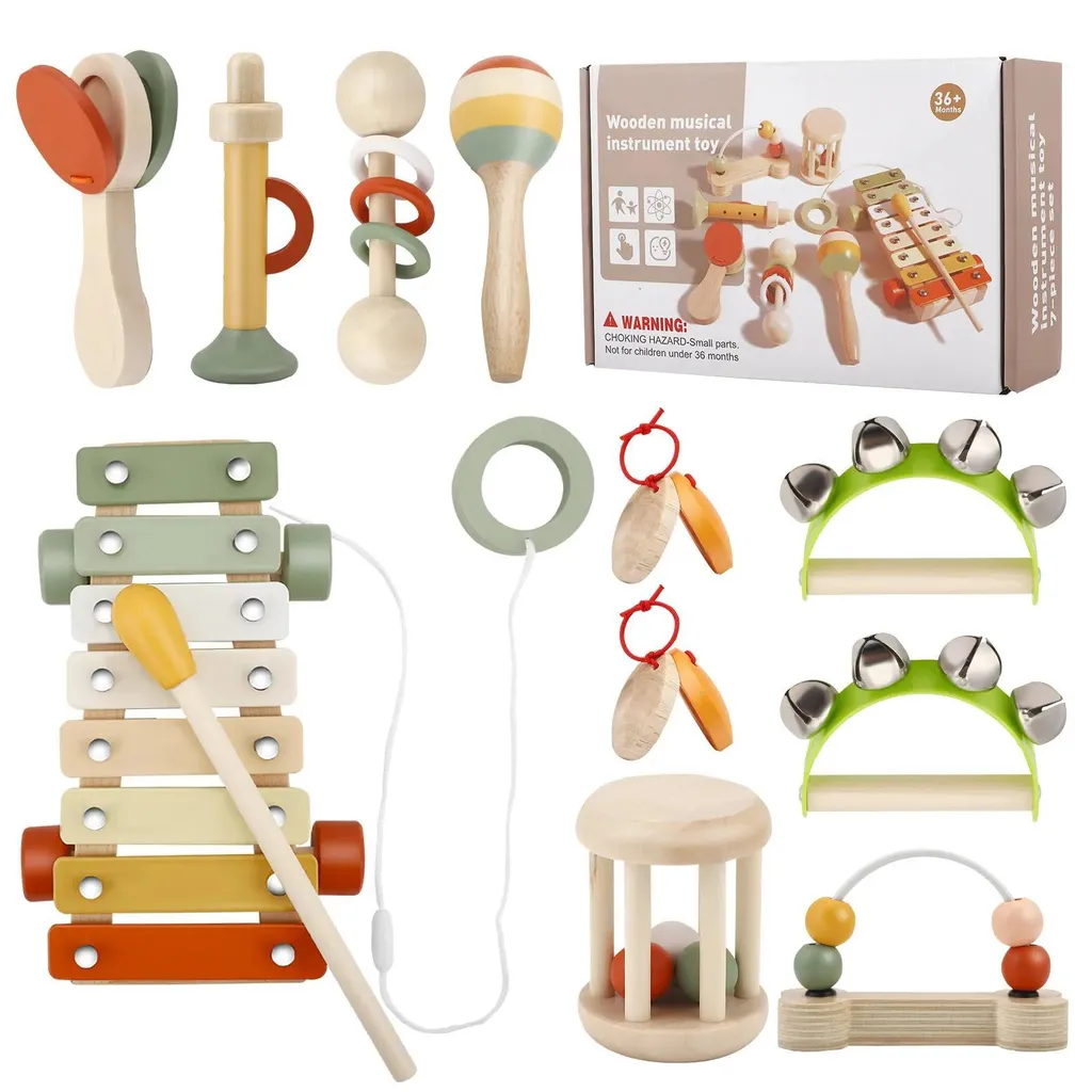 Instruments de musique en bois pour exercices de préhension