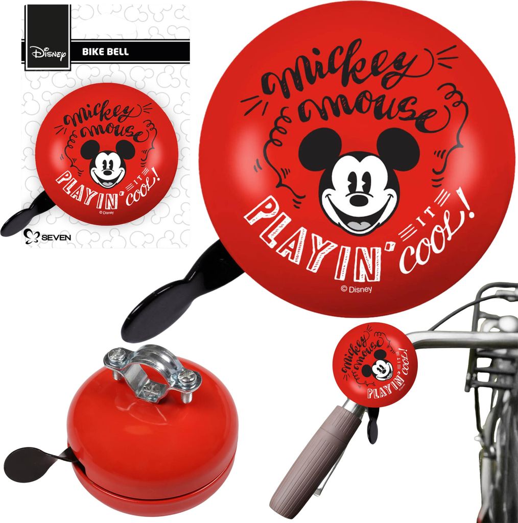 DISNEY Mickey Mouse Rote Metall-Fahrradklingel für den Lenker – Retro XL