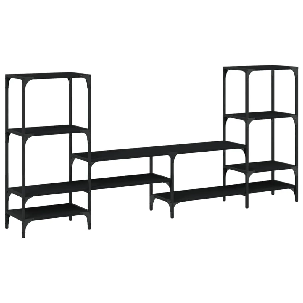 Mobile Porta TV Nero XL 206cm | Montaggio Facile Legno Resistente