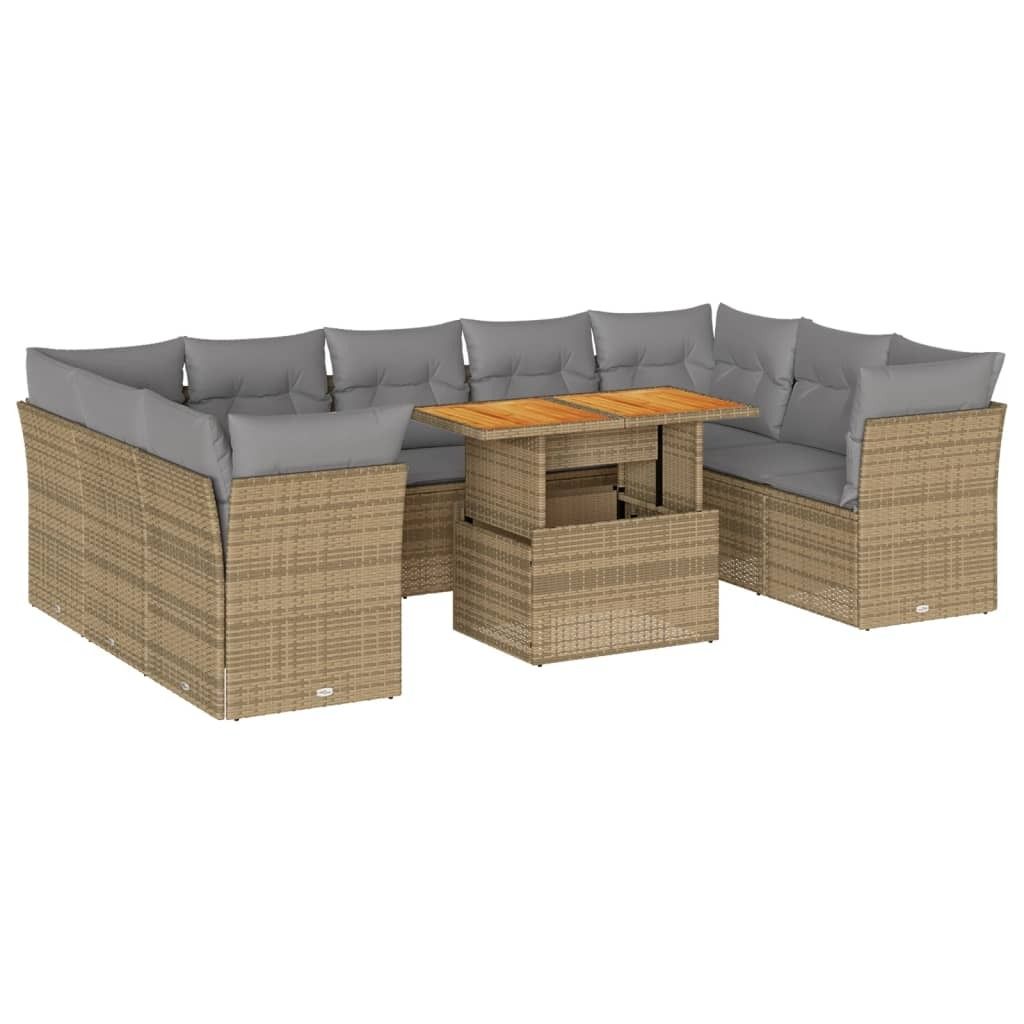 "2026 MODERNE" 10-tlg. Garten-Lounge-Set - elegantes Design - Sitzgruppe/Gartengarnitur - mit Kissen Beige Poly Rattan - Terassenmöbel NeuMöbel87...
