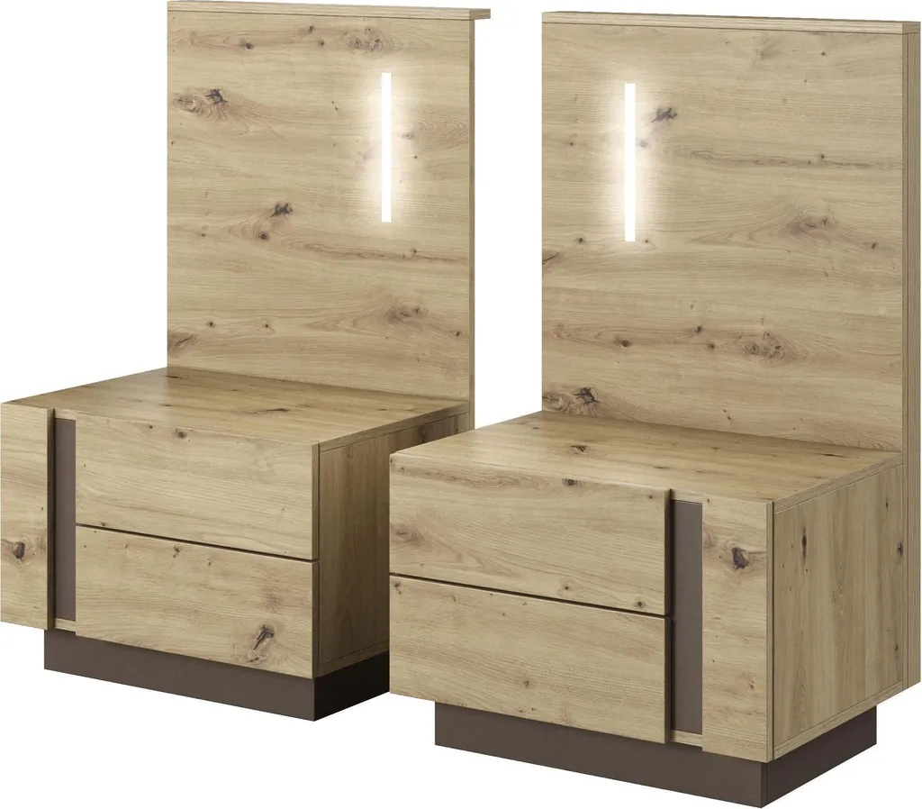 Table de nuit 60cm FURNLUX Arcade Noir idéale pour grands lits et déco