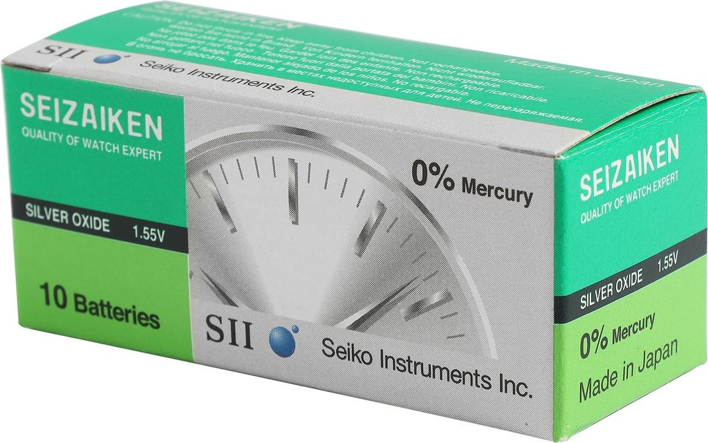 Seizaiken Seiko 377 SR626SW Uhrenbatterie, 1,55 V, 0 % Hg, Silberoxid, 10 Batterien, hergestellt in Japan