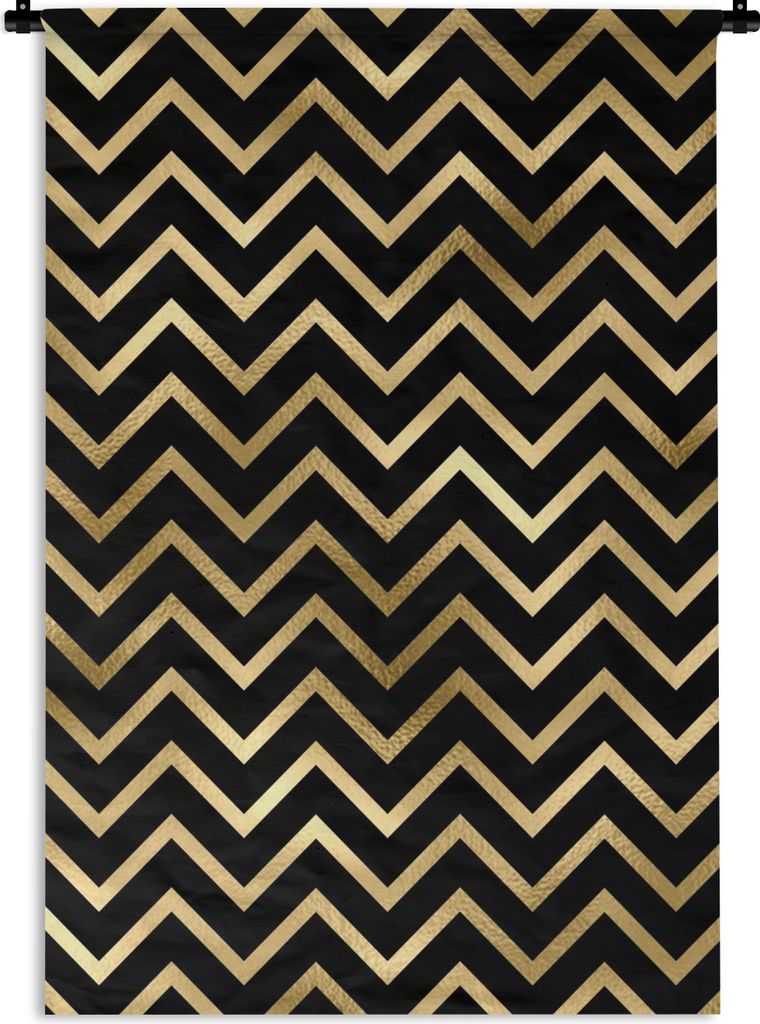 MuchoWow Wandteppich Wandbehang Muster - Streifen - Gold 60x90 cm Tapisserie Dekoration Wandtuch - Foto-Teppich - Abwaschbar