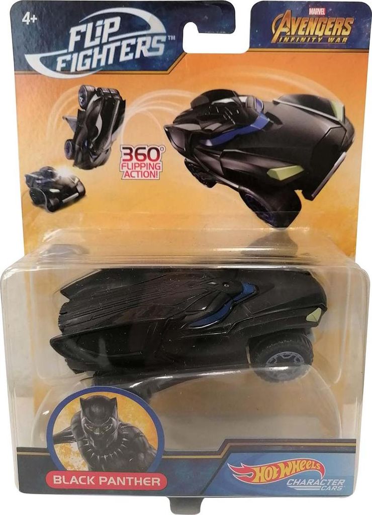 Mattel FTH98 Hot Wheels Marvel Flip-Fighters Black Panther Modellfahrzeug mit Überschlag-Effekt