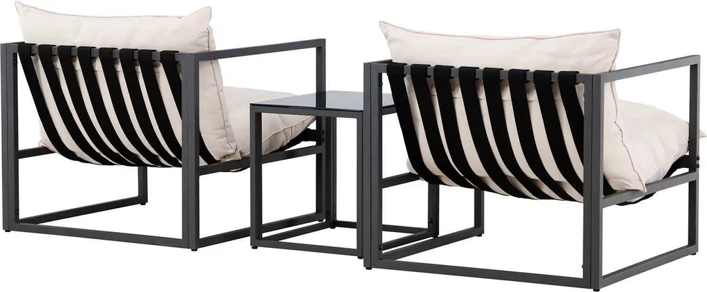 Messinasalon Ensemble de 2 Fauteuils et 1 Table d'Appoint Noire Design - 3