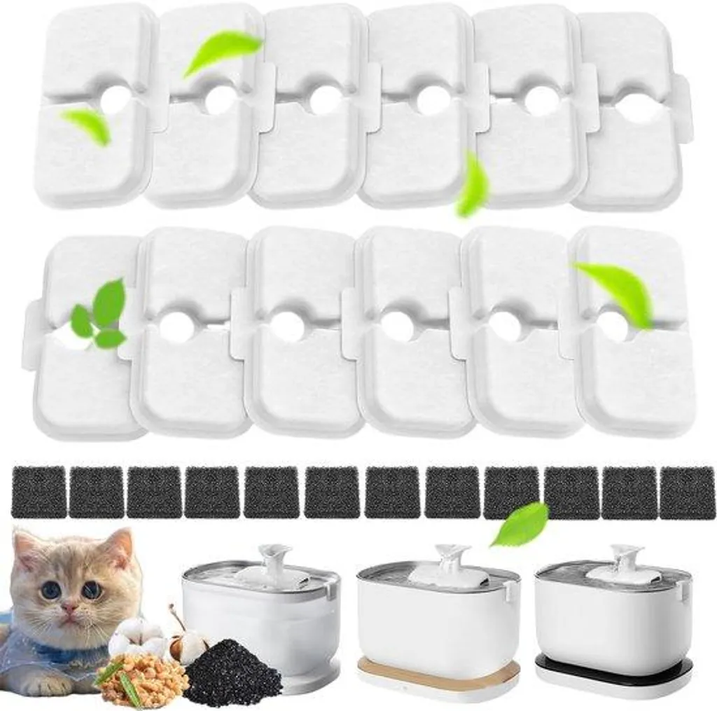 Filtre Fontaine à Eau Chat PLWF005 Triple Action - 24 Pièces Coton