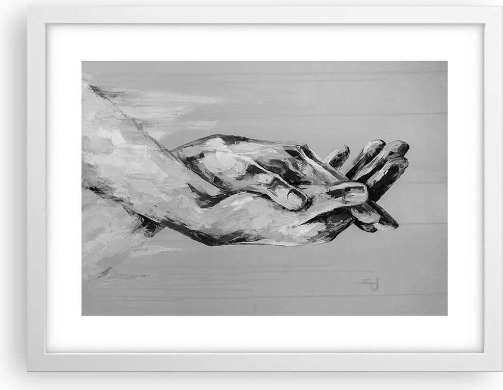 Gerahmtes Poster - Weißer Rahmen - Handschriftlich Hände Schwarzweiß - 40x30 cm - Wand Bild - Wanddeko - Wandbilder - Kunstposter - Wandposter -...