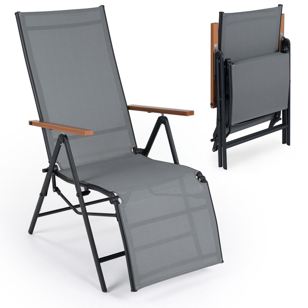 COSTWAY - 1 transat pliable, chaise longue avec dossier Image du produit 