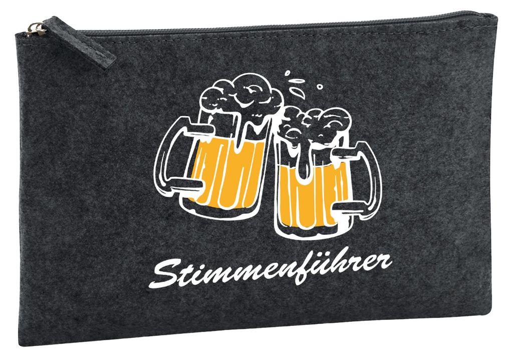 Huuraa Kulturbeutel Stimmenführer Spielmannszug 1 Liter Charcoal Filz Kosmetiktasche Geschenkidee